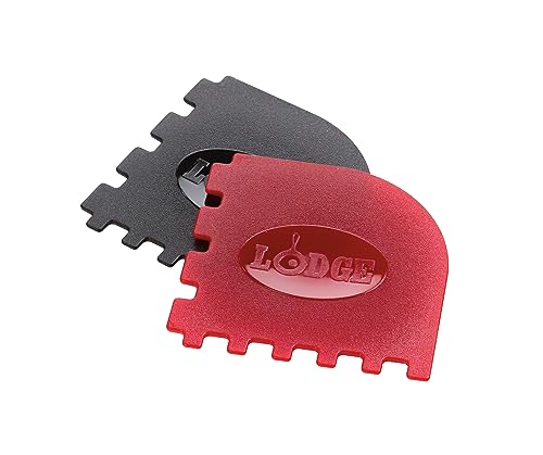 Lodge SCRAPERGPK Durable Grill Pan Scrapers, Red and Black, 8.25 x 4.625 x.5, 2 Count (Pack of 1)