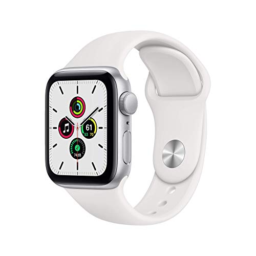 Apple Watch SE (GPS, 40mm) - Silver Aluminum Case with White Sport Band (Renewed)