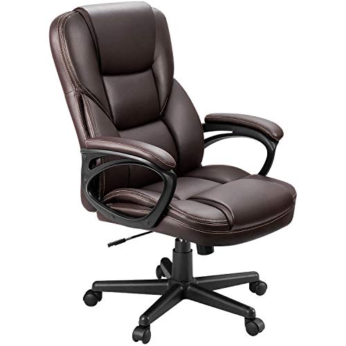 Furmax Office Executive Chair High Back Adjustable Managerial Home Desk Chair, Swivel Computer PU Leather Chair with Lumbar Support (Brown)