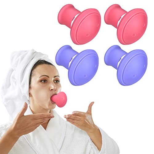 4 Pieces Double Chin Exerciser Face Exerciser Double Chin Breathing Device Face Neck Toning Exerciser Face Slimming Trainer Tool for Women Lift Skin Slim and Tone Face, Helps Reduce Stress