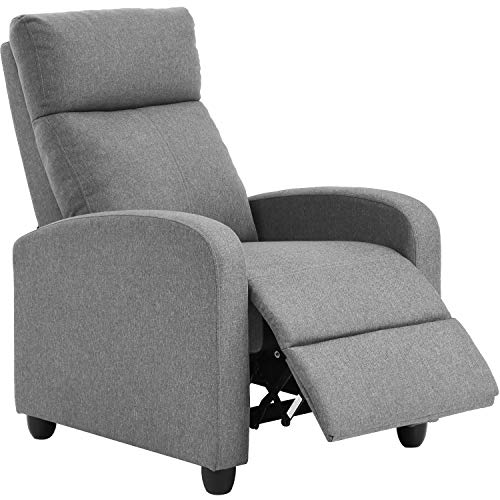 FDW Recliner Chair for Living Room Home Theater Seating Single Reclining Sofa Lounge with Padded Seat Backrest (Grey)