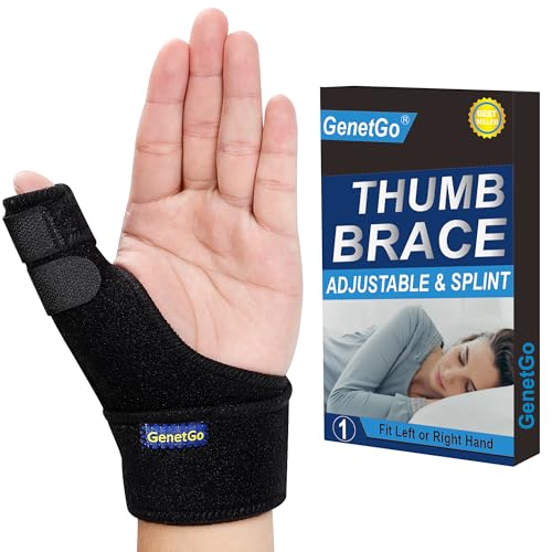 Trigger Thumb Splint - Thumb Spica Support Brace Stabilizer for Pain, Sprains, Arthritis, Tendonitis (Right Hand or Left Hand) (Black)