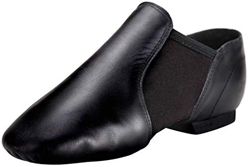 Linodes (Tent Leather Upper Jazz Shoe Slip-on for Women and Men's Dance Shoes Black 7.5M