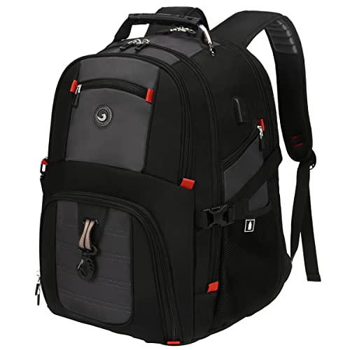 SHRRADOO Extra Large 52L Travel Laptop Backpack with USB Charging Port, College Backpack Airline Approved Business Work Bag Fits 17 Inch Computer for Men Women