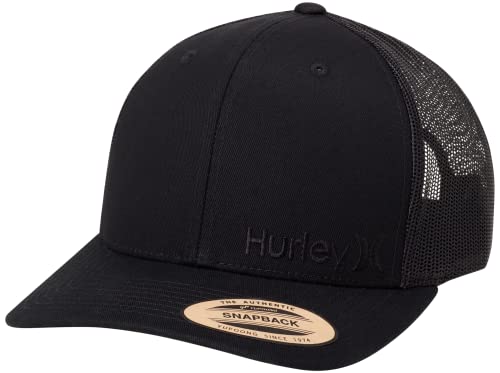 Hurley Men's Cap - Corp Snap Back Trucker Hat, Size One Size, Black on Black