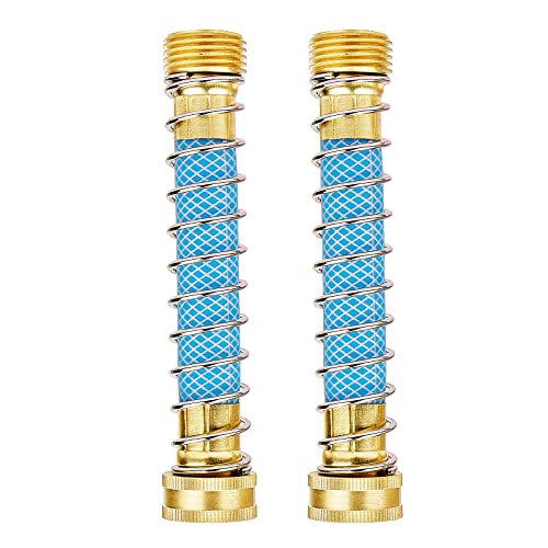 Fevone Garden Hose Extension 5.7' Hose Extender, Fits Hoses/Pipes of All Replacement/Replaceable Parts, Short Hose Connectors with Coil Spring, Solid Brass Fittings, No Leak, 2 Pack, 2 Years Warranty