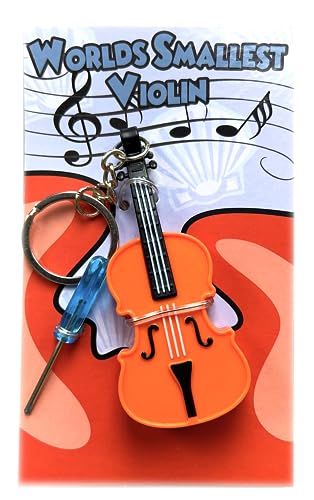 MunnyGrubbers - Original World's Smallest Violin Toy Keychain with Playable Sad Music - Mini Tiny Violin Keychain with Sound - Meme - Novelty - Funny - Joke - Gift - (WSV-V1-1P)