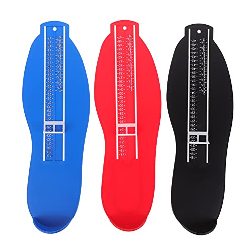 Cabilock 3Pcs Foot Measurement Device UK Size Shoe Feet Measuring Ruler Sizer Foot Gauge for Adults Men Women Infants Kids Red Black Blue