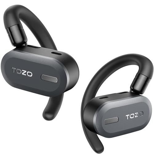 TOZO OpenBuds Lightweight True Open Ear Wireless Earbuds with Multi-Angle Adjustment, Bluetooth 5.3 Headphones with Dual-Axis Design for Long-Lasting Comfort, Crystal-Clear Calls for Driving, Black