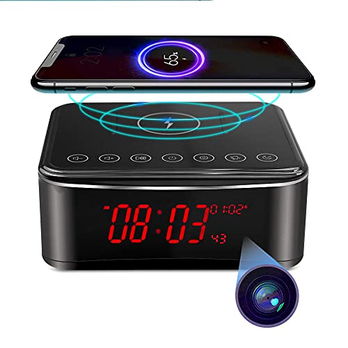 YuanFan Hidden Spy Camera with Video in Alarm Clock,Bluetooth Speaker,Wireless Charger,Nanny Spy Cam with Stronger Night Vision,160° Wide-Angle,Motion Activated,Cameras espias ocultas 4K(2.4/5Ghz)
