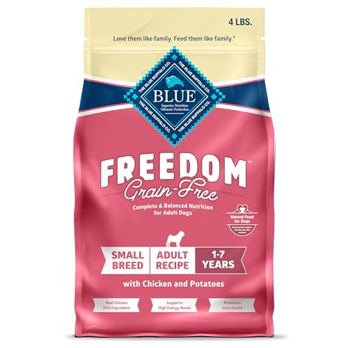 Blue Buffalo Freedom Grain-Free Small Breed Dry Dog Food, Supports High Energy Needs, Made in the USA With Natural Ingredients, Chicken & Potatoes, 4-lb. Bag