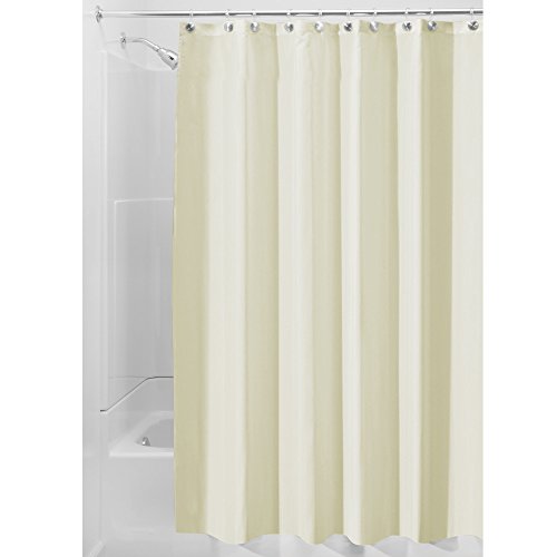 iDesign Fabric Shower Curtain, Bath Curtain for Master Bathroom, Kid's Bathroom, Guest Bathroom, 72 x 72 Inches, Tan