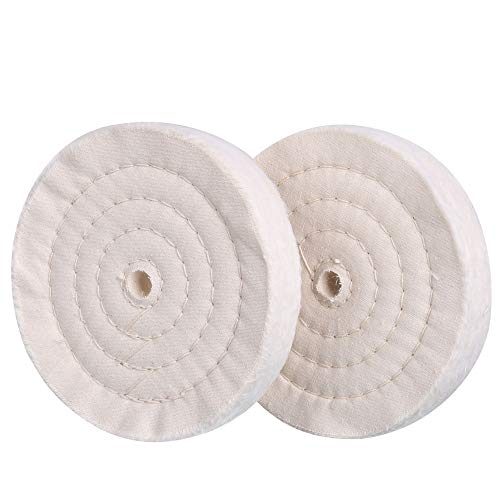 SCOTTCHEN Extra Thick Buffing Polishing Wheel 6 inch (70 Ply) for Bench Grinder Tool with 1/2' Arbor Hole 2 PCS