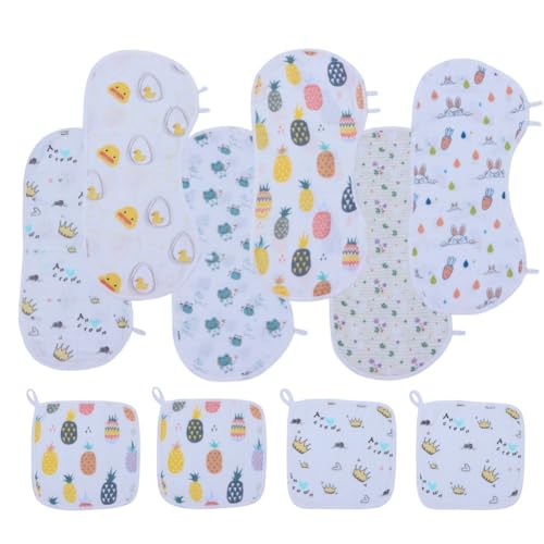Skhls Muslin Burp Cloths Sets for Baby - 100% Cotton 2 in 1 Burping Rags & Bibs 6 Pack Large 22' x 10' - Includes Extra 4 Pack 10' Baby Washcloths (Mixed Color C)
