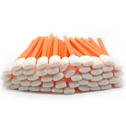 Wellgler's 100pcs 5.11' Foam Swabs, Square Rectangle Cleaning Swab，for Solvent Format Inkjet Printer Roland Optical Equipment（Orange）