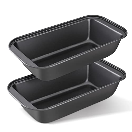 KITESSENSU Carbon Steel Nonstick Loaf Pan with Easy Grips Handles for Baking Homemade Bread, Brownies and Pound Cakes, Set of 2, Gray
