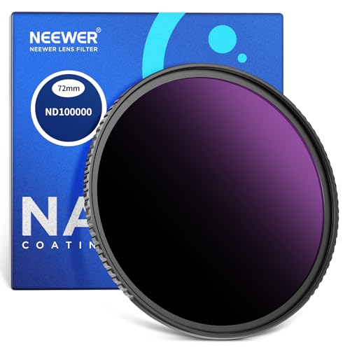 NEEWER 72mm ND100000 (16.5 Stop) Fixed Neutral Density ND Filter, Ultra Dark Multi Resistant Coated HD Optical Glass and Slim Aluminum Frame for Celestial Event Photography