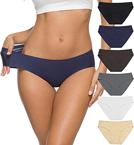 Altheanray Women’s Seamless Underwear No Show Panties Soft Stretch Bikini Underwears 6 Pack(3081M-color12)