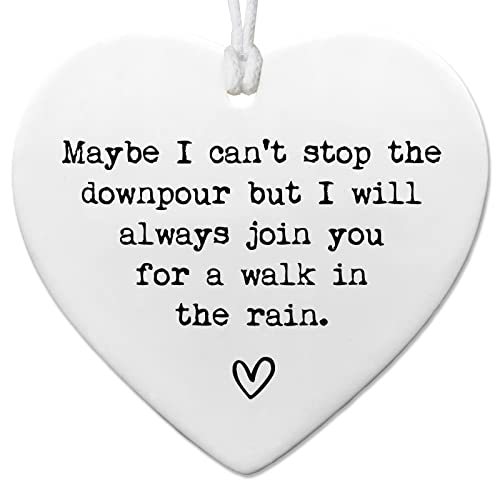 Maybe I Can't Stop the Downpour, Friendship Gift, Tough Time Gift, Friend in Need, Send Love to Sister, Ceramic Heart Keepsake, Bestie Gift, Sister Gifts