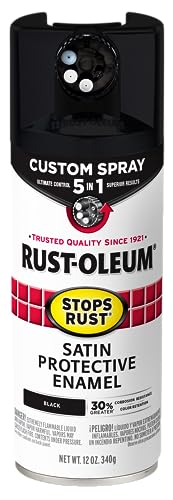 Rust-Oleum 376869 Stops Rust Custom Spray 5-in-1 Spray Paint, 12 oz, Satin Black