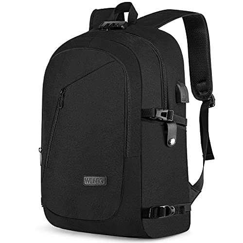 17.3 Inch Laptop Backpack,Large Travel Laptop Bag with USB Charging Port, Anti Theft Water Resistant Business Backpack for Men and Women, Durable Big Capacity Heavy Duty Computer Bag,Black