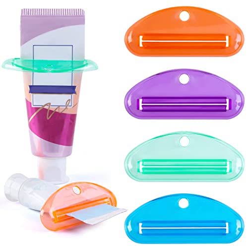 LOVEINUSA Toothpaste Squeezer, Toothpaste Tube Squeezer 4PCS Tube Squeezer Hanging Toothpaste Clips for Bathroom Assorted Colors