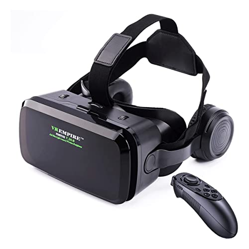 VR Headset Upgrade Version with 120° FOV, Rechargable Wireless Headphone, Anti-Blue-Light Lense, Fits for All Mobile’s Length/Display Size Up to 6.7/7.2 inches. e.g. iPhone & Samsung LG (B)