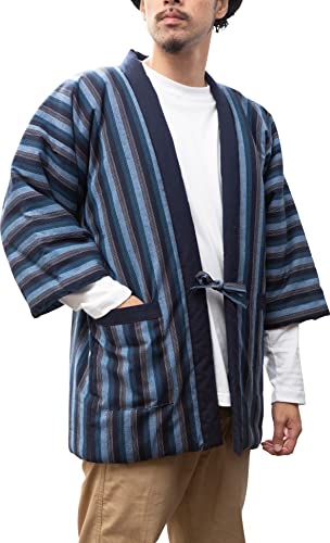 WATANOSATO Vertical Stripe Hanten Japanese clothes size Men's (M-L Size) (Color:5)