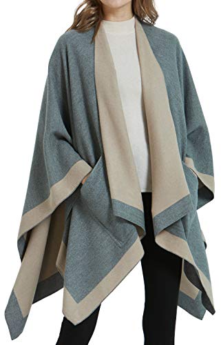 ecoinway Shawl Travel Wrap Poncho Cardigan Gift Tone Scarf Pocket Cape 4 All Seasons Gray Beige¡­