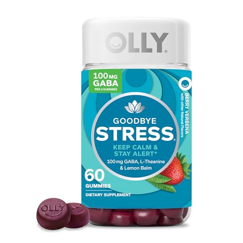 OLLY Goodbye Stress Gummy, GABA, L-Theanine, Lemon Balm, Stress Relief Supplement, Berry - 60 Count