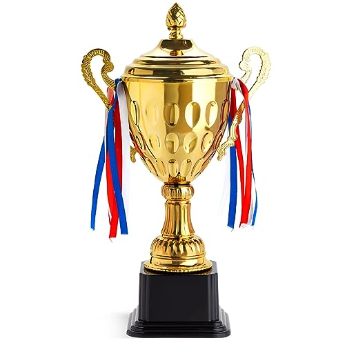 Juvale Large Gold Trophy Cup – 16.3' 1st Place Championship Award for Football, Soccer, Fantasy Sports Competition