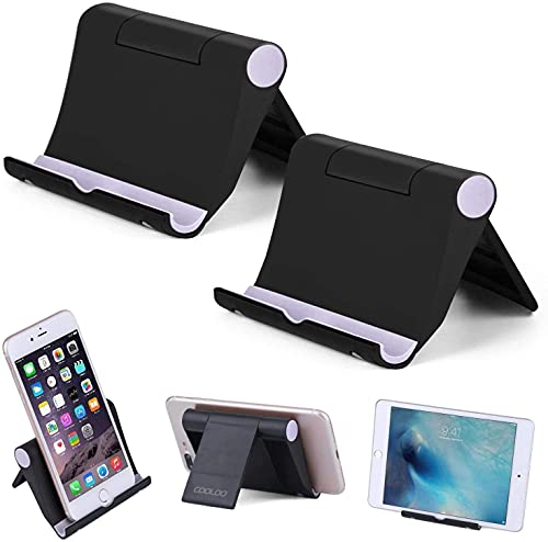 Cell Phone Stand Multi-Angle,【2 Pack】 Tablet Stand Universal Smartphones for Holder Tablets(6-11'), e-Reader, Compatible Phone XS/XR/8/8 Plus/7/7 Plus, Galaxy S8/S7/Note 8, Air, Mini, Pixel 2(Black)