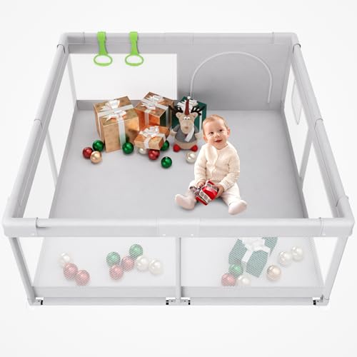 Fodoss Baby Playpen, Playpen for Babies & Toddlers, 47x47 Small Baby Play Pen,Toddler Playpen for Apartment,Play Yard for Baby,Baby Activity Play Fence, Extra Large Baby Playard