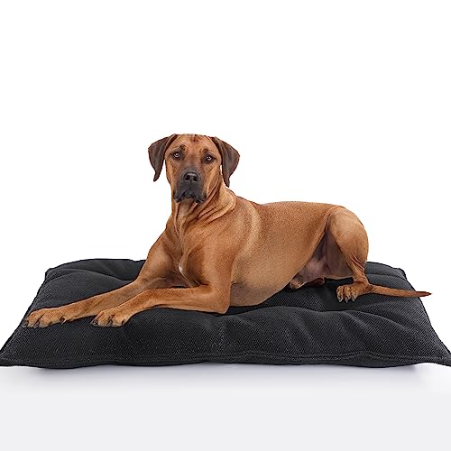 MABOZOO Indestructible Dog Beds Chew Proof Dog Crate Pad,Durable Dog Bed for Aggressive Chewers,Tough Washable Dog Mats for Large Dogs,Black Washable Dog Bed for Kennel,XL 28x41 in