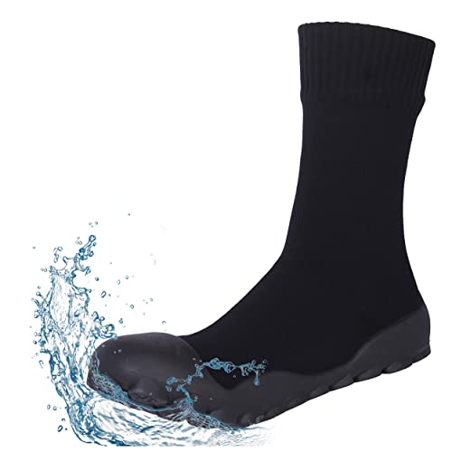 RANDY SUN Waterproof Water Shoes for Men and Women, Minimalist Barefoot Sock Shoes Footwear Without Arch Support, Black, Women Size 10, Men Size 8.5