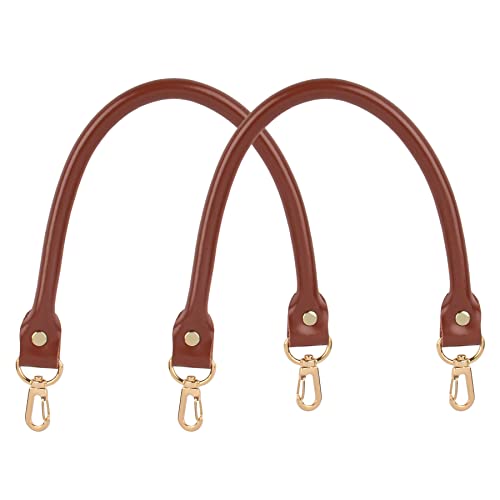 AUEAR, Replacement Handles Bag Purses Straps Brown Handbag Strap for Small Handmade Bag Straw Bag (15.7 Inches, Style A, 2 Pack)