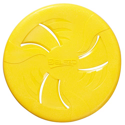 HONGEZEY Indestructible Dog Flying Discs, Interactive Dog Flyer Toys, Soft Lightweight Dog Catch and Fetch Toys for Medium Large Dogs, Floats in Water & Safe on Teeth, 9 inch(Large, Yellow)