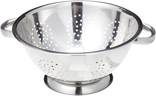 ExcelSteel Heavy Duty Handles and Self-draining Solid Ring Base Stainless Steel Colander, 5 Qt, Stainless (Pack of 1)