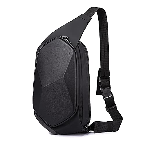 BANGE Sling Bag Waterproof Safe Protect Shell Crossbady Bag Backpack, Biking Hiking Travel Shoulder Bag (Black Large)