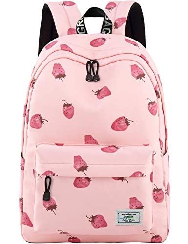 mygreen School Bookbags for Girls, Cute strawberry Backpack College Bags Daypack Travel Bag Pink-Medium