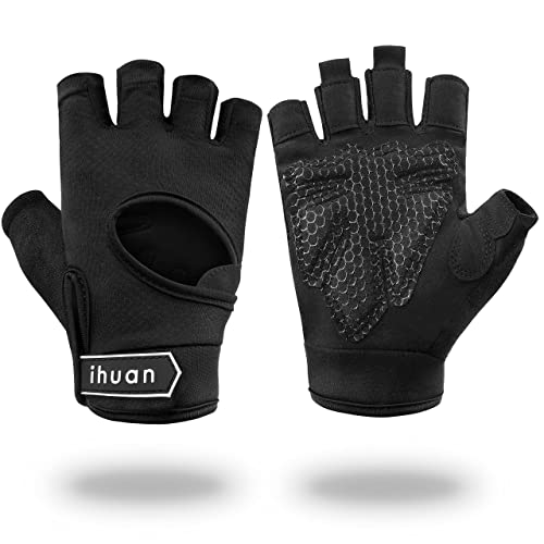 ihuan New Breathable Workout Gloves for Women & Men - No More Sweaty & Full Palm Protection Gym Exercise, Cycling， Fitness, Weightlifting, Pull-ups, Deadlifting, Rowing