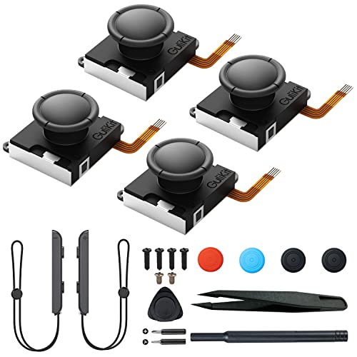 Antank [No Drift] GuliKit Switch Joycon Joystick Replacement, Hall Effect Switch Joystick Controller for Switch/Switch OLED/Switch Lite, 2 Wrist Strap, Thumb Grip Caps & Repair Kit (2 Pair)