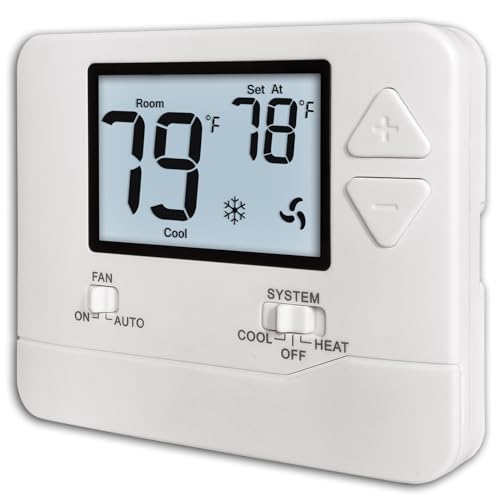 Heagstat Non-Programmable Thermostats for Home Conventional Single-Stage Systems, up to 1 Heat/ 1 Cool (with White Backlight)