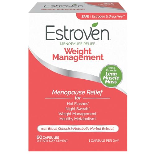 Estroven Weight Management for Menopause Relief - 60 Ct. - Clinically Proven Ingredients Help Manage Weight, Provide Night Sweats & Hot Flash Relief - Drug-Free & Gluten-Free