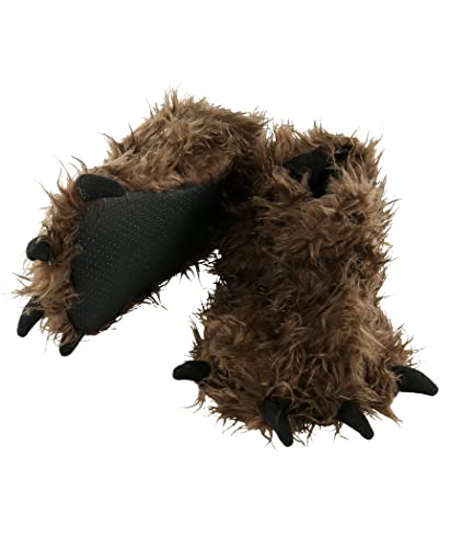 Lazy One Animal Paw Slippers for Kids and Adults, Fun Costume for Kids, Cozy Furry Slippers, Sasquatch (Bigfoot, Small) Dark Brown