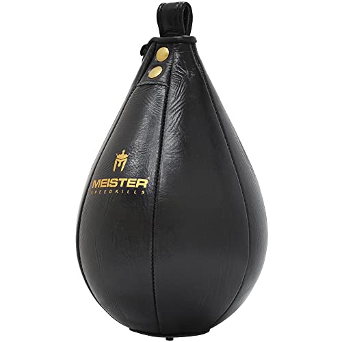 Meister SpeedKills Leather Speed Bag with Lightweight Latex Pocket - Black, Medium 9.5' x 6'