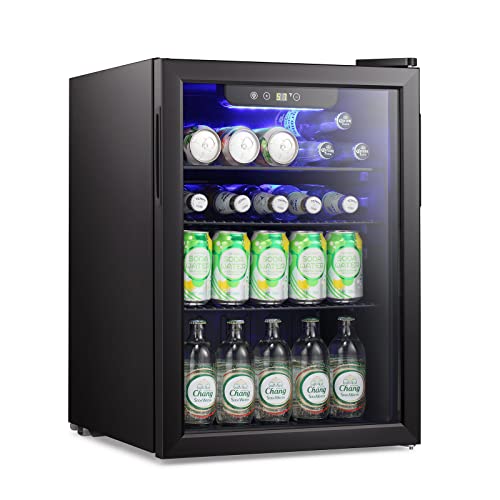 Antarctic Star Mini Fridge-95 Can Beverage Refrigerator Wine Cooler Clear Front Glass Door Small Drink Touch Screen for Soda Beer Bar Office Home 2.6 cu.ft……