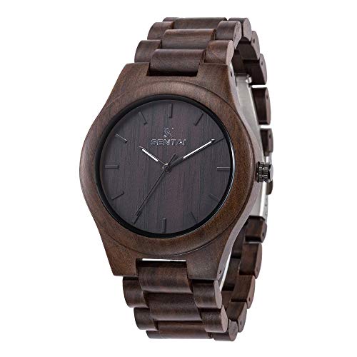 Men's Wooden Watch, Sentai Handmade Vintage Quartz Watches, Unisex Personalized Eengraved Wood Wrist Watches for Husband Holiday Surprise Father's Day Gifts from Daughter/Son/Wife