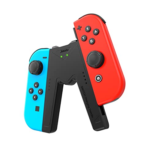 JINGDU Switch Joy-Con Charging Grip Compatible with Nintendo Switch & OLED Model, Play While Charging, Portable V-Shaped Switch Joy-Con Controller Charger with Indicators, Black