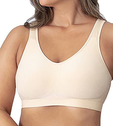SHAPERMINT Compression Wirefree High Support Bra for Women Small to Plus Size Everyday Wear, Exercise and Offers Back Support Nude